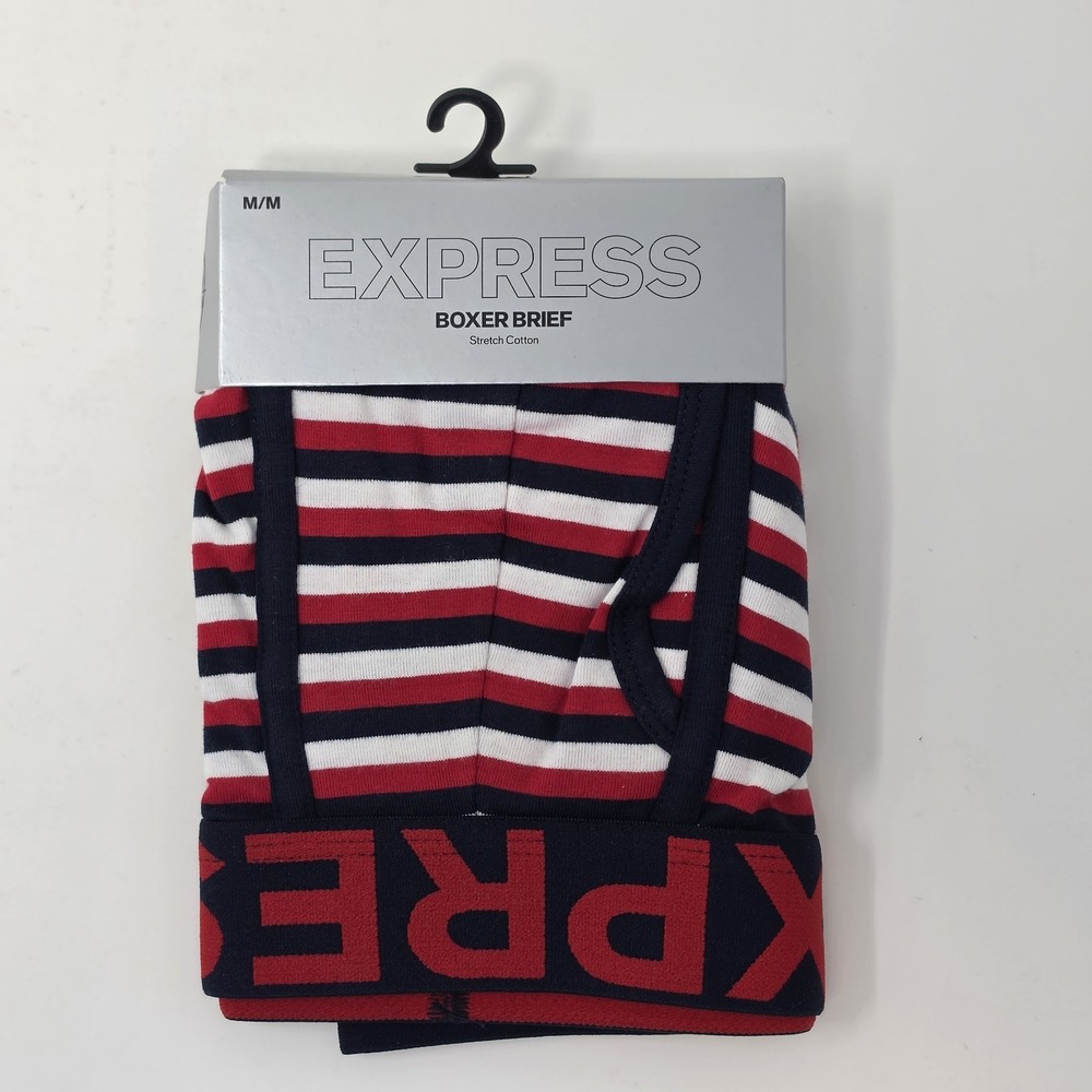 NWT EXPRESS Men's Stretch Cotton Boxer Brief Underwear Logo Waist ~ M Medium